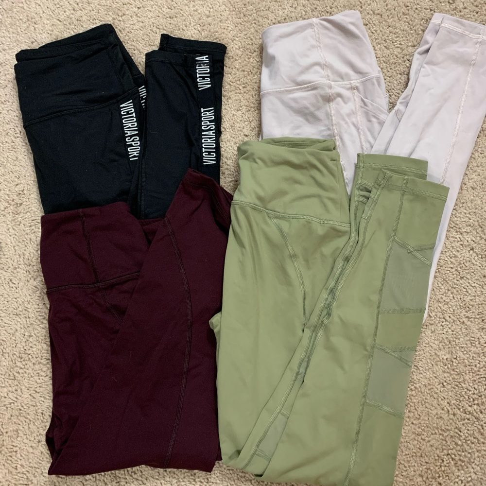 Victoria secret leggings, black, almost white/gray color, olive, burgundy